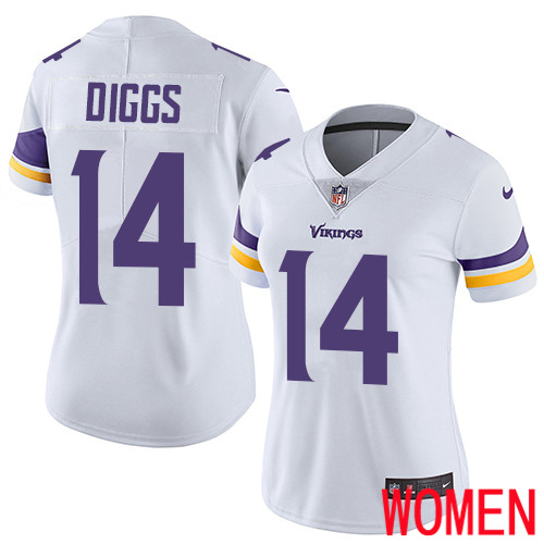 Minnesota Vikings #14 Limited Stefon Diggs White Nike NFL Road Women Jersey  Vapor Untouchable